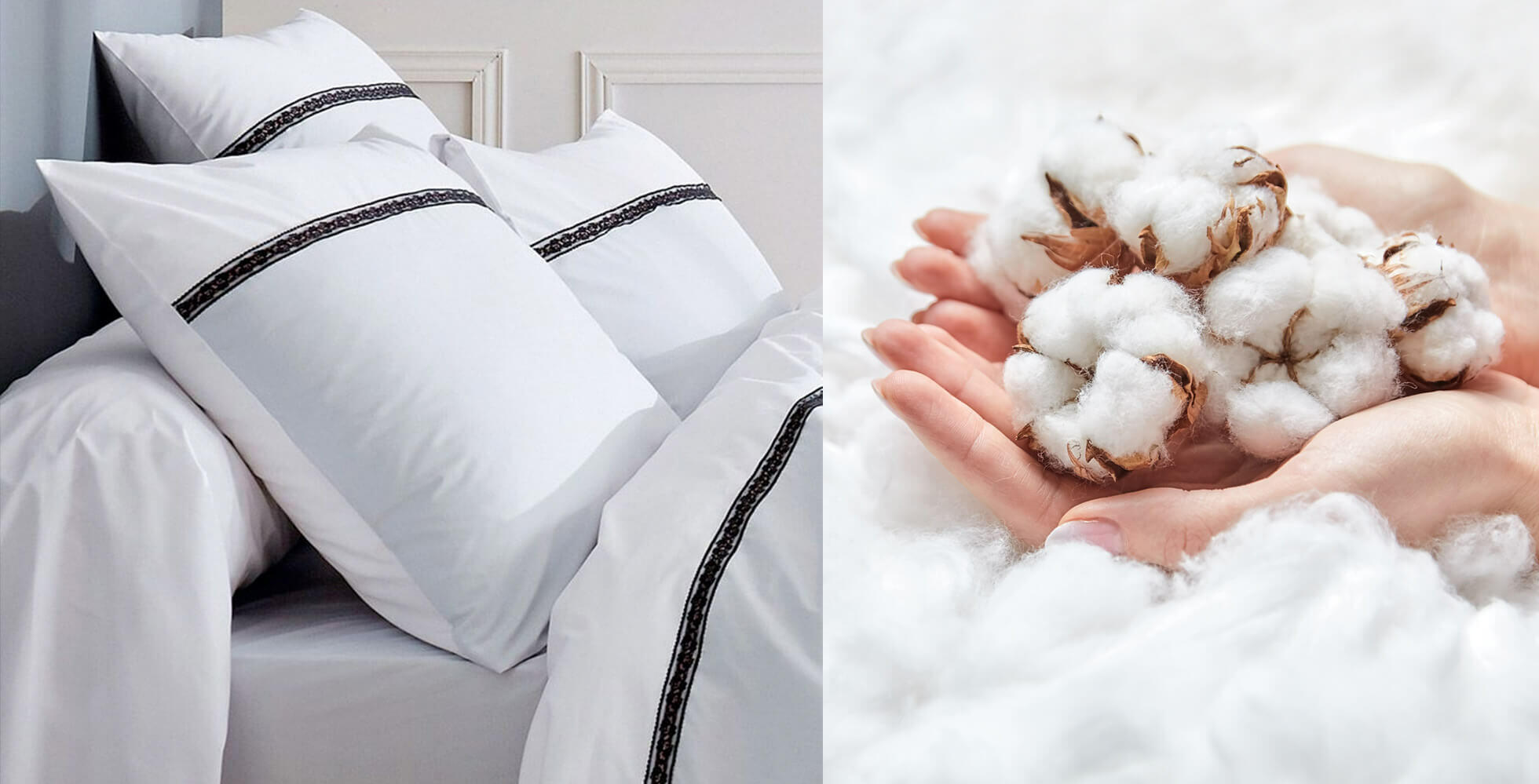 ropa de cama blanca y flores de algodón