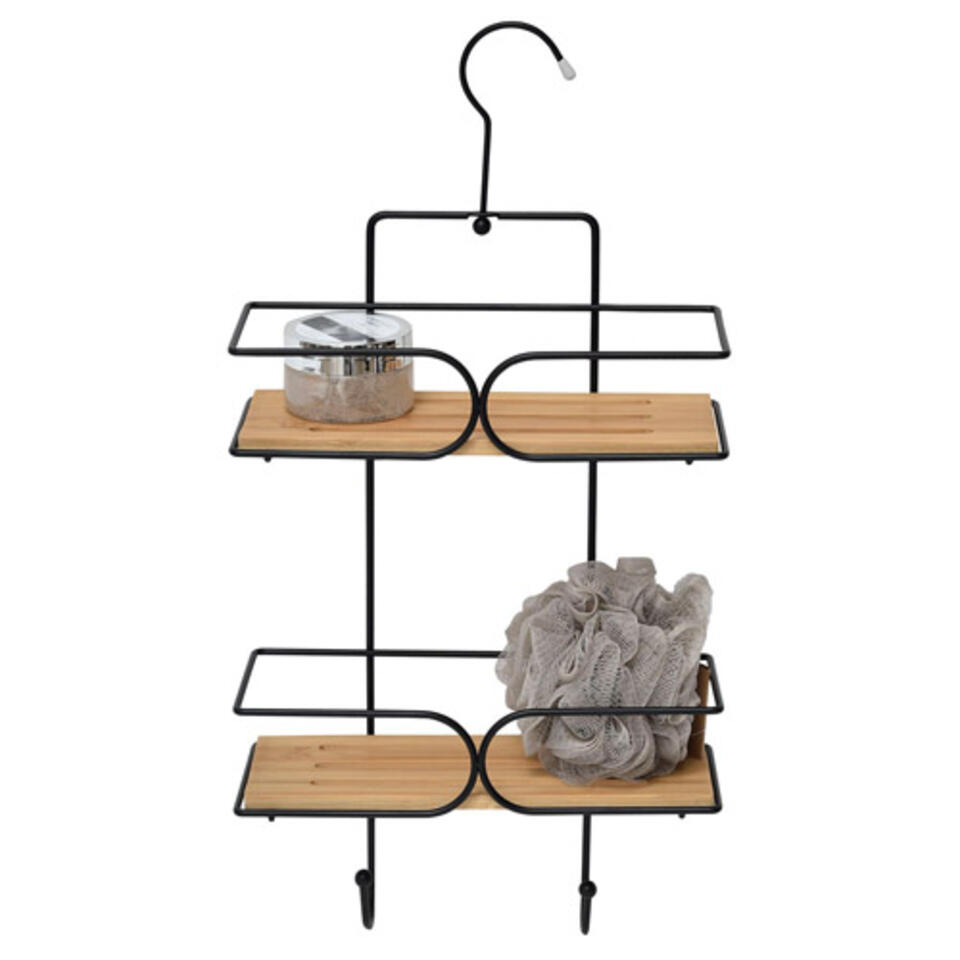 organizador de baño bambú negro