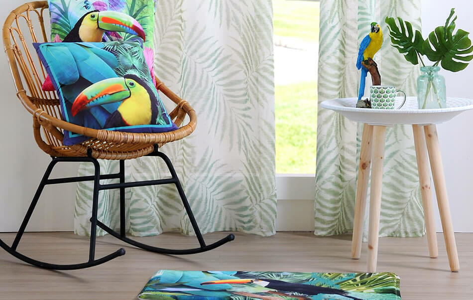 decoración textil estilo tropical rebajas