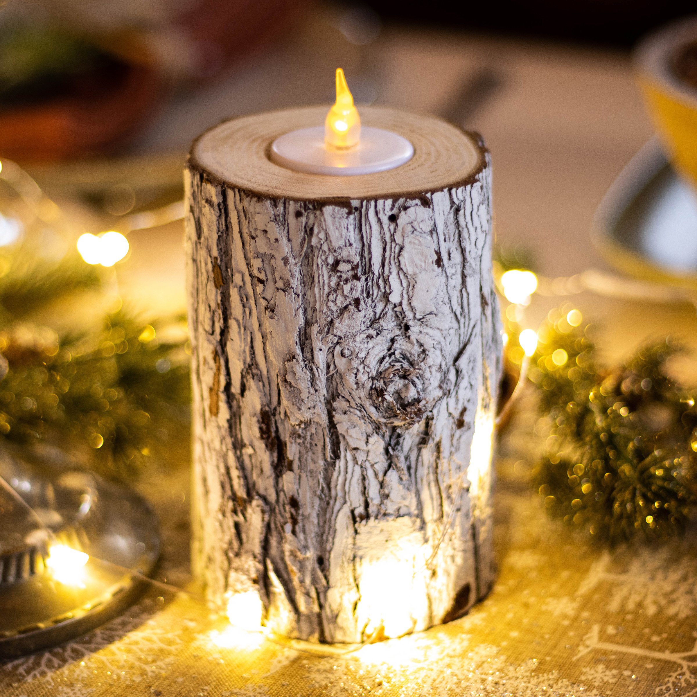 Lote de 3 velas LED Tronc d'arbre Blanco cálido 1
