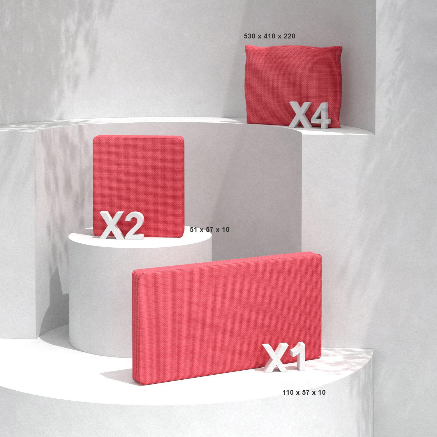 Cojines de reemplazo para el conjunto de jardín Calvi 4 personas - Rojo 1