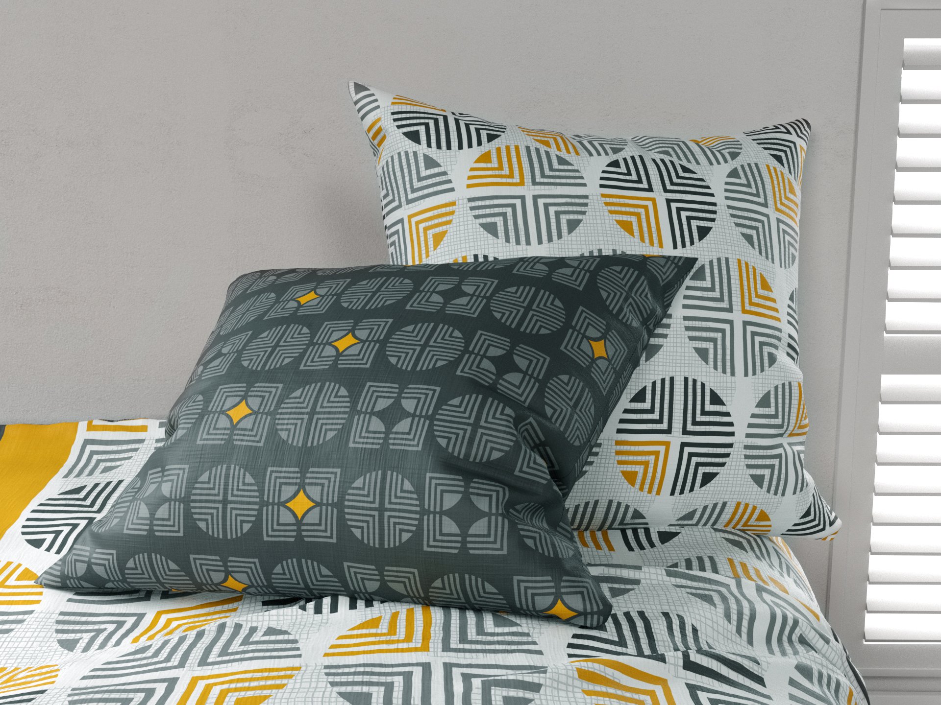Juego de sábanas en algodón cama 140 cm 4 piezas Arturo Gris 2
