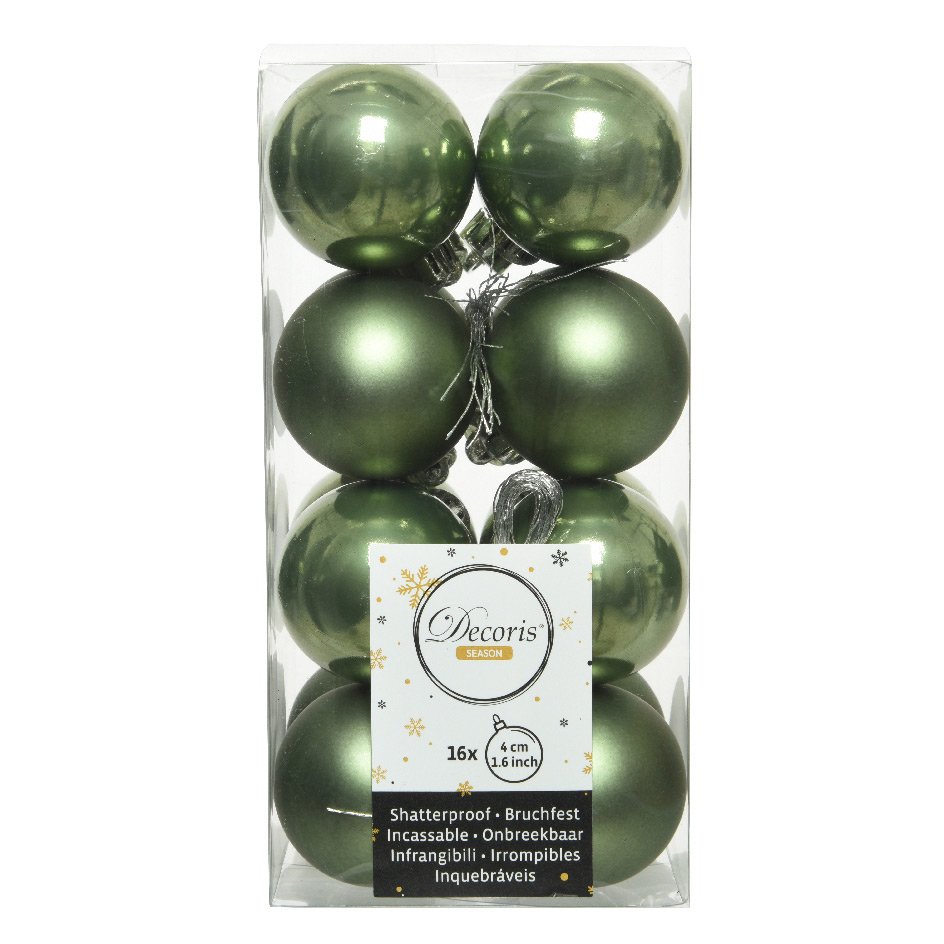 Lote de 16 bolas de Navidad (D40 mm) Alpine Verde musgo 1