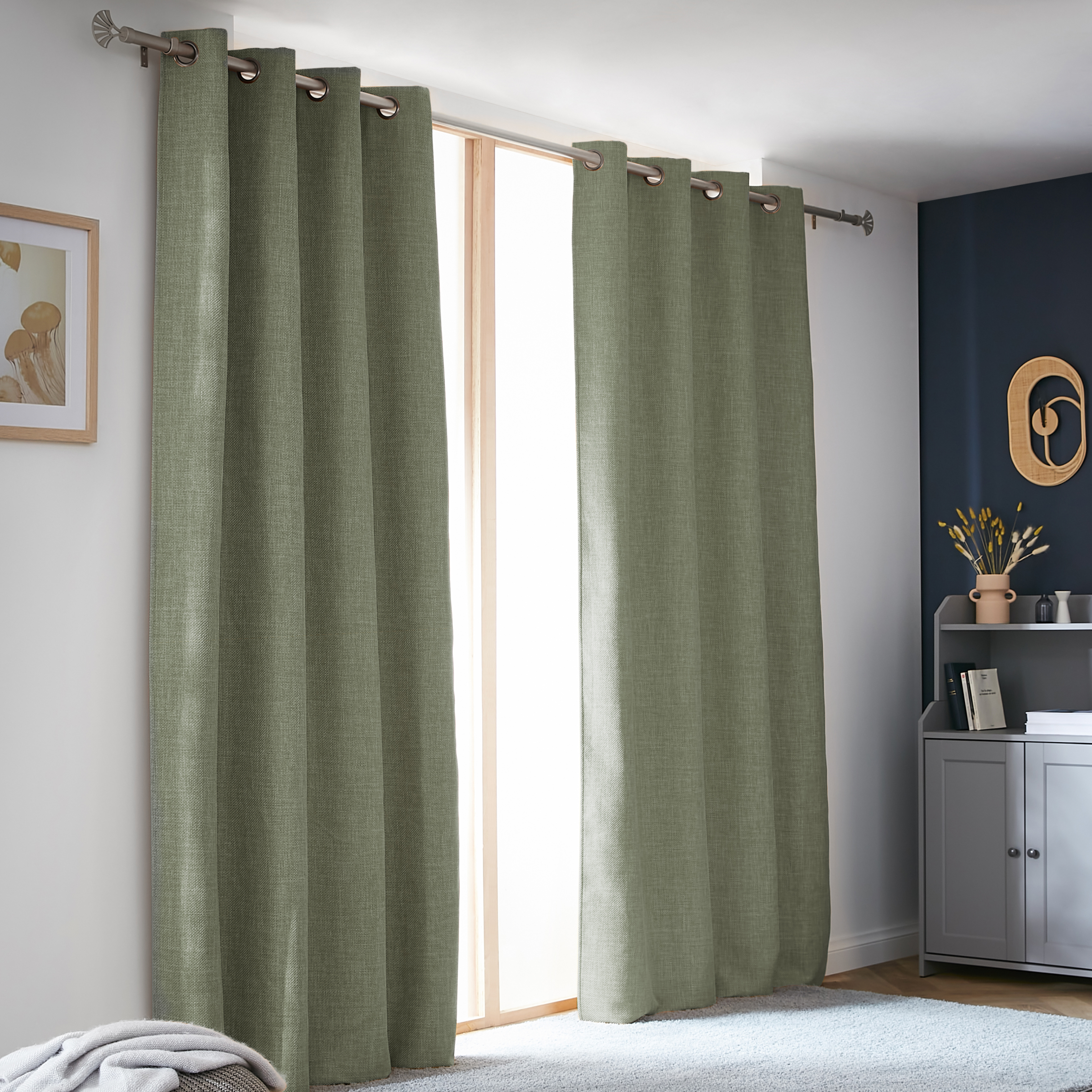 Cortina opaca térmica (140 x 280 cm) Alba Verde romero